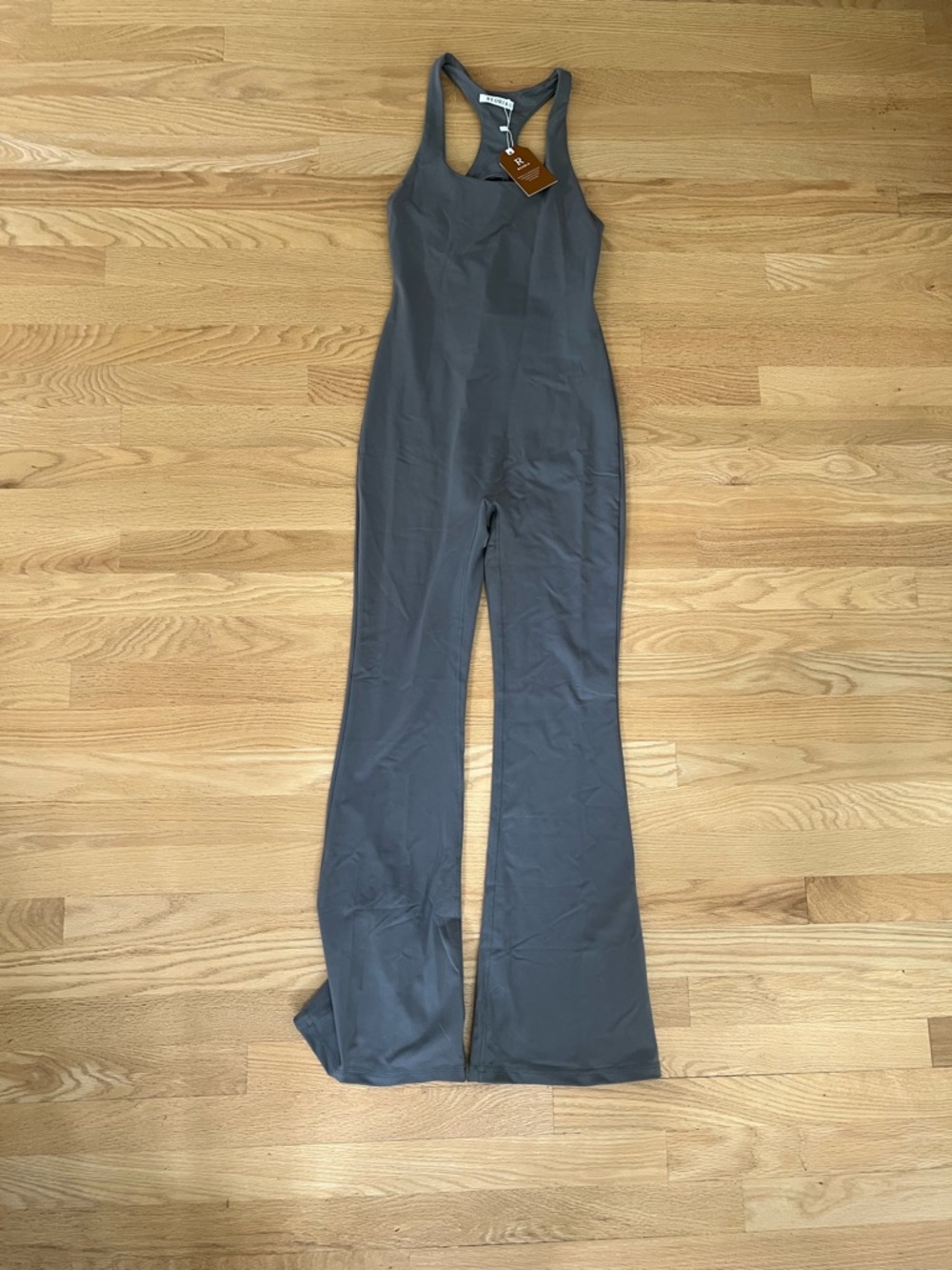 ReoRia Gray Racerback Flared Jumpsuit